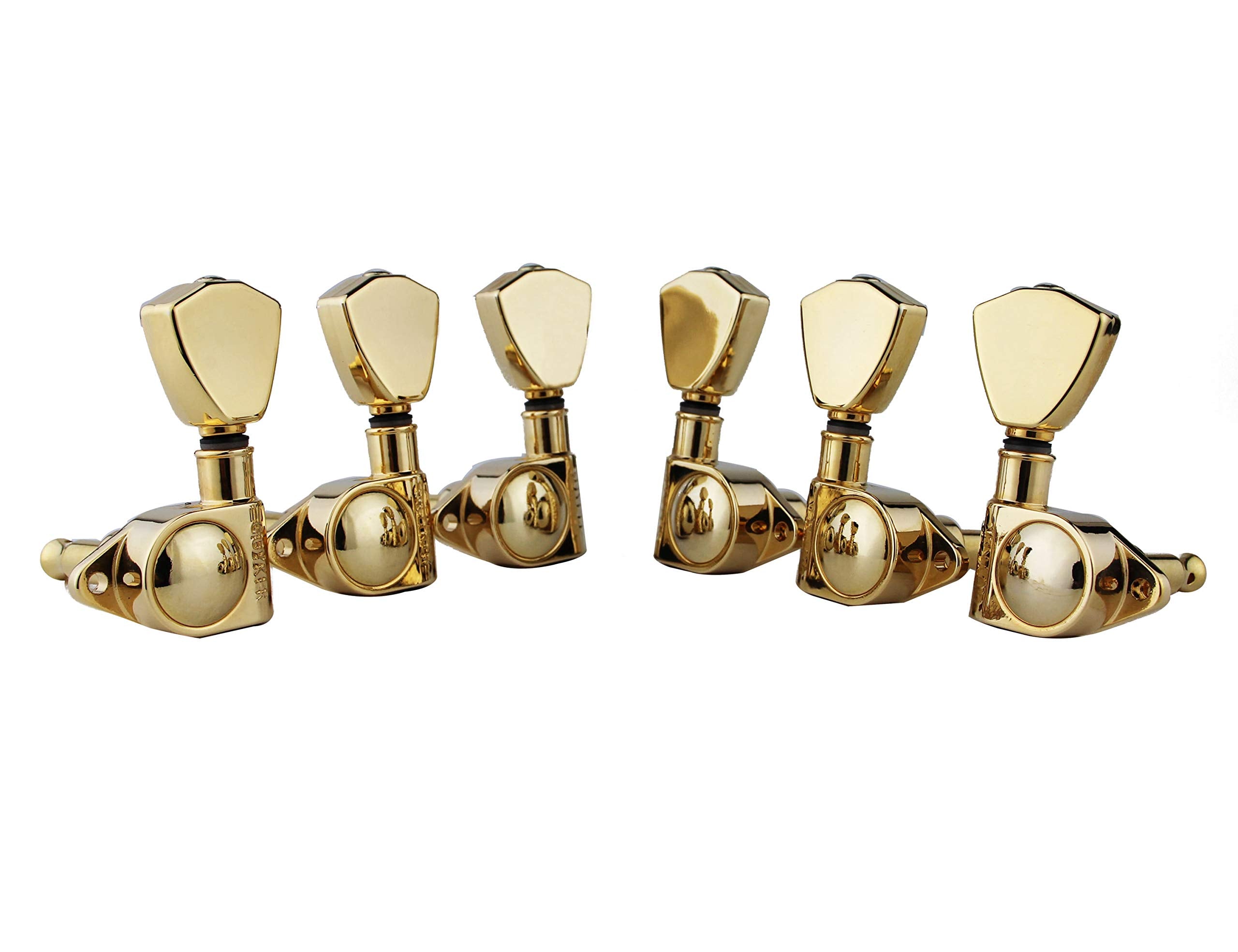 Guyker Guitar Machine Heads (3L + 3R Handed) - 1:21 Sealed Tuners Tuning Key Pegs with Trapezium Handle Replacement for Electric